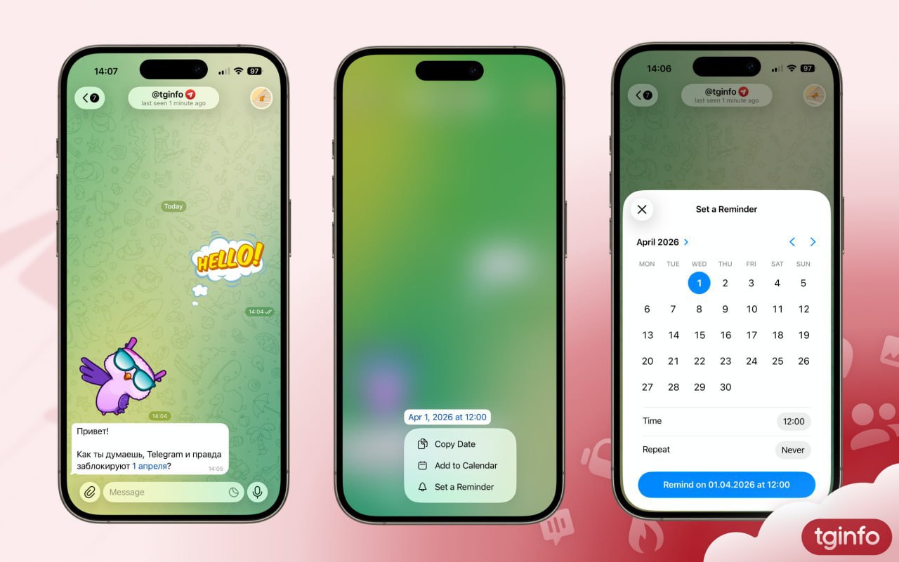 Создание напоминаний в ТГ Создание напоминаний в ТГ